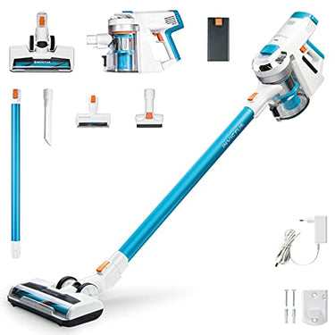 Genius Invictus X7 Akku-Staubsauger inkl. Mini-Elektrob rste (14 Teile) Beutel-/kabelloser 2in1 Staubsauger, 380 W, integrierten LED-Spot-Lichter, Lithium-Ionen Akku, 123 x 22,5 x 26 cm, Blau im Sale